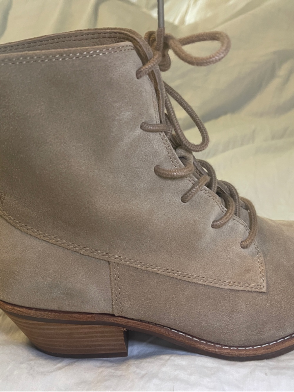 Sofft Taupe Suede Lace-Up Ankle Boots